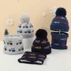 Children Knitted Hat Scarf Set for Boys Cartoon Car Jacquard Winter Fleece Lining Ear Protection Beanies Warm Thick Ski Cap Kids
