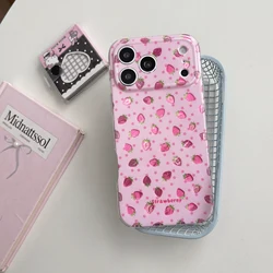 Vibrant Pink Strawberry Print Anti - Scratch Shockproof Girly Phone Case Back Cover - iPhone 15 (1)