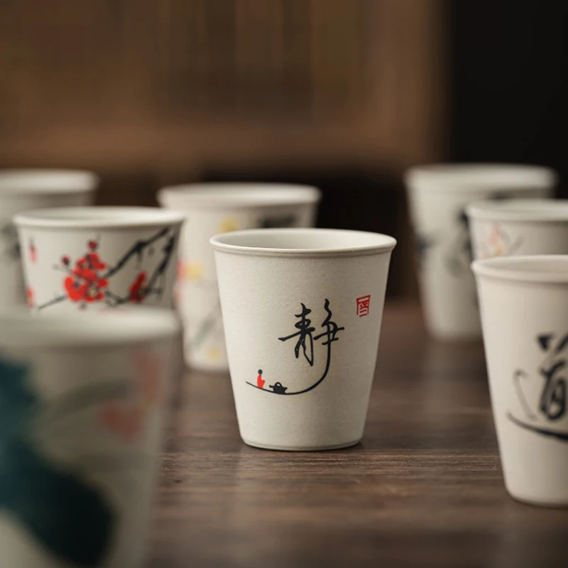 INS New Coarse Ceramic Teacup Chinese High Price Teacup Exquisite Ancient Teacup Personalized Eight Gift Box Set