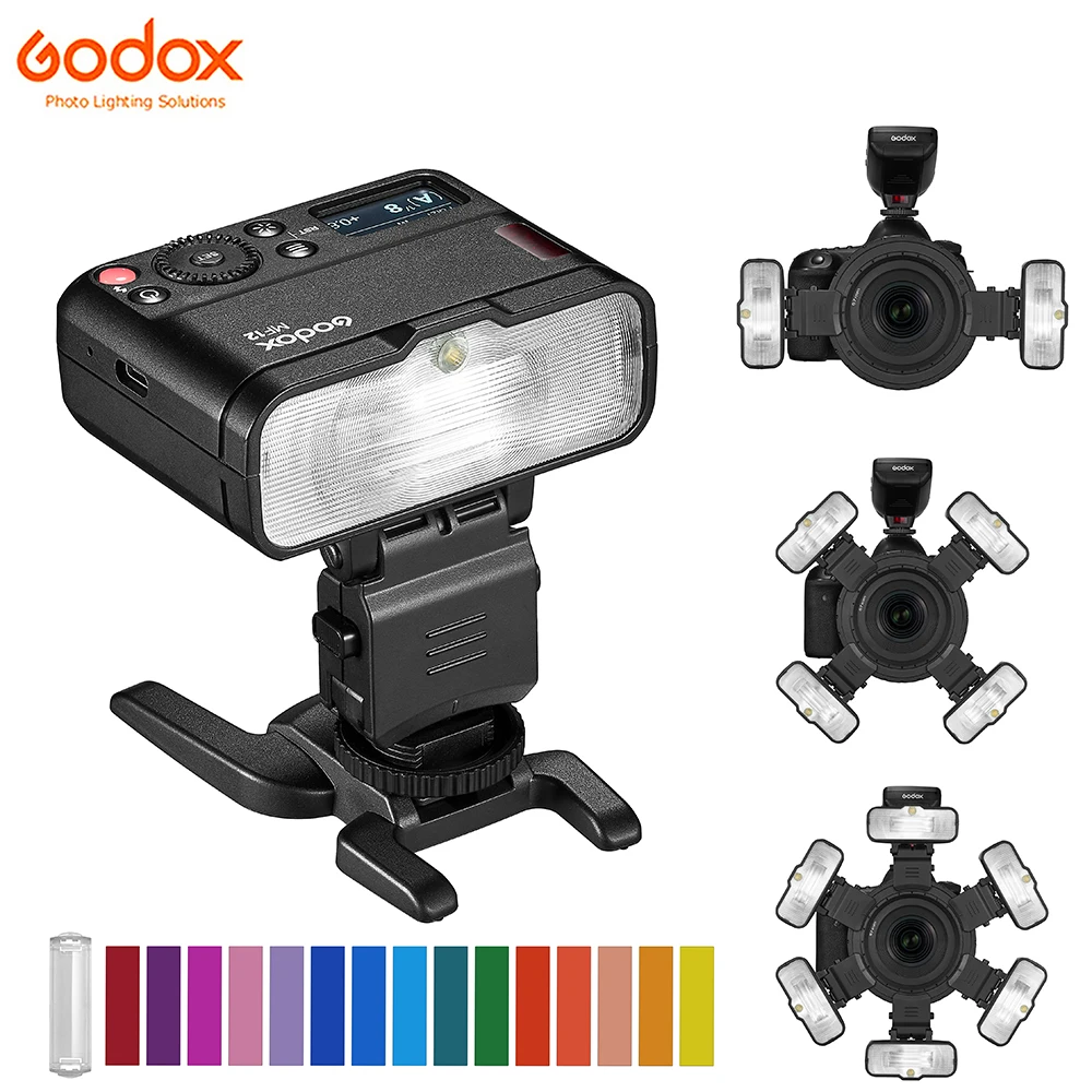 

Godox MF12 TTL Macro Flash Light Mini 2.4G Wireless Speedlite + Color Filter Diffuser for Dslr Camera Close-up Photography