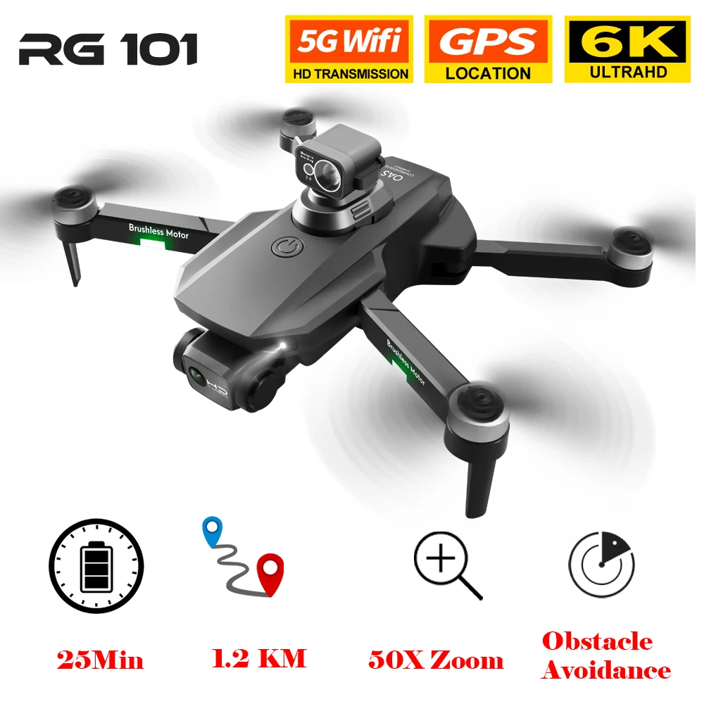 Дрон Радиоуправляемый с двойной камерой GPS RG101 MAX 4K 6K Wi-Fi | Игрушки и хобби