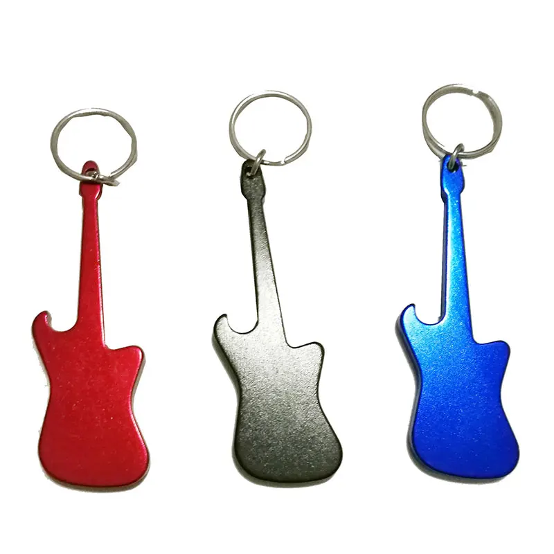 

200pcs Electric Guitar Bottle Opener Keyring Key RingMetal Aluminum Keychain Promotional Item