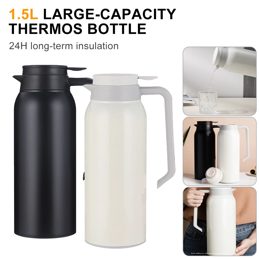 

1.5L Stainless Steel Large Capacity Thermal Insulation Pot Warmer Bottle Home Kitchen Drinkware Coffee Latte Cappuccino Mocha