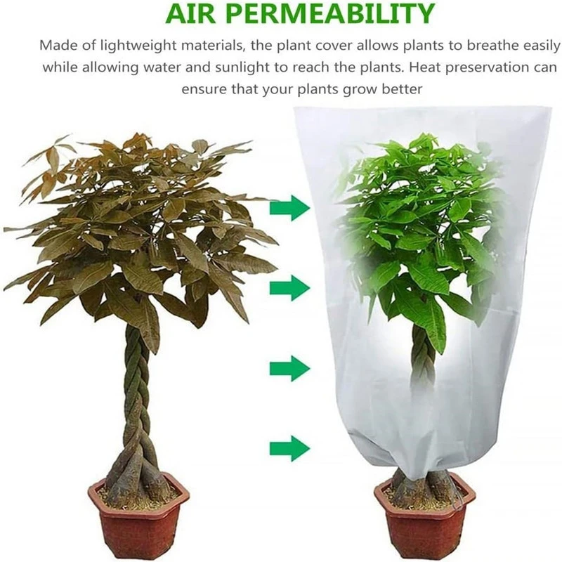 Winterplant Koude Beschermhoes Niet-geweven Stof Planthoes met Trekkoord Rits Plant Vorstpreventie Hoes Antivries  15