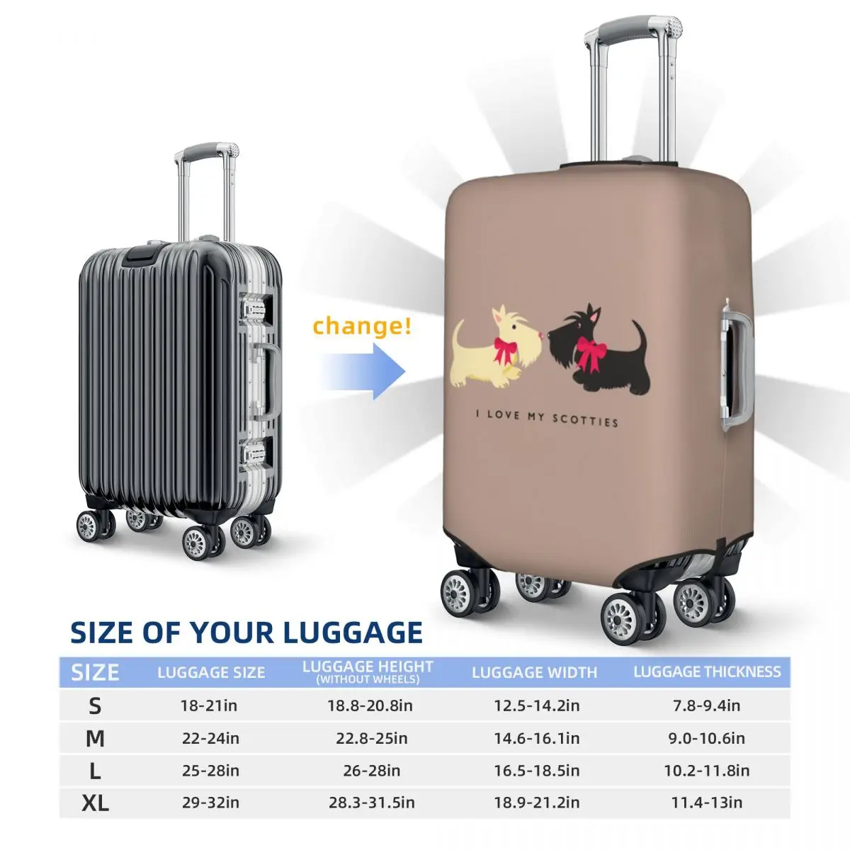 I Love My Scotties Luggage Cover Funny Scottish Terrier Dog Suitcase Protector Covers Suit For 18-32 inch