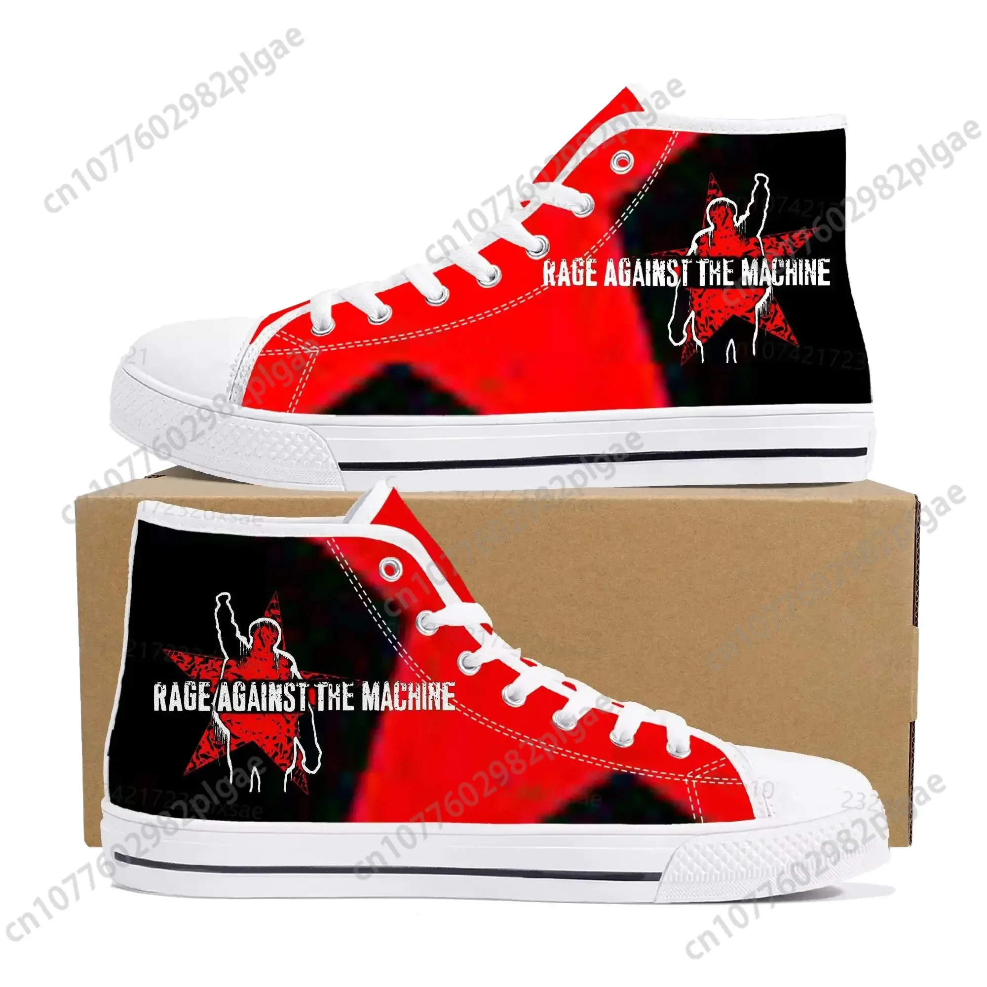 Rage Against The Machine High Top High Quality Sneakers Men Women Teenager Canvas Sneaker Casual Couple Shoes Custom Shoes