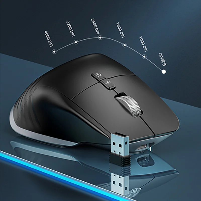 Bluetooth Gaming Mouse RGB Vertical 2.4G Wireless Mouse for Gamer 4000DPI Rechargeable Programming Ergonomic Mice