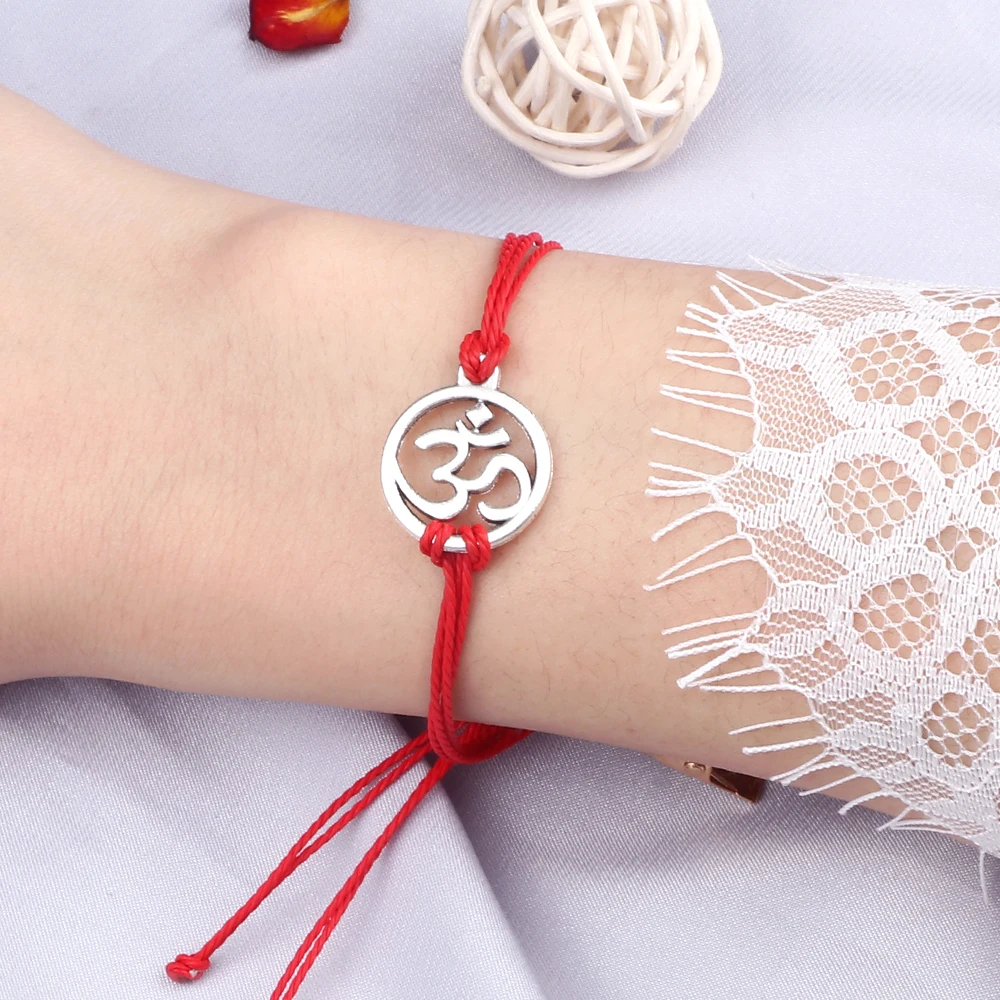 Bracciale Mala Regolabile Con Perline Pietra Naturale E Ciondolo Om - Gioiello Yoga E Meditazione