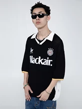 

BLACKAIR 2022 spring and summer retro embroidery men color block oversized sweater men punk clothes knitted sweater