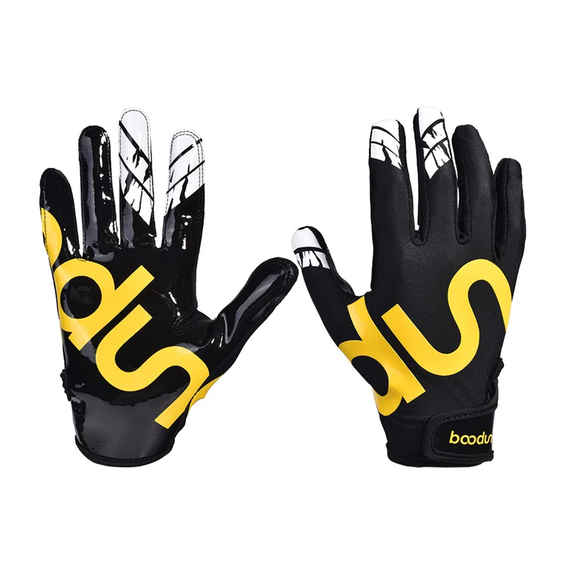 1 Pair Rugby Gloves Full Finger Anti Slip Gel Baseball American Football Gloves Outdoor Baseball for Men Women 1073