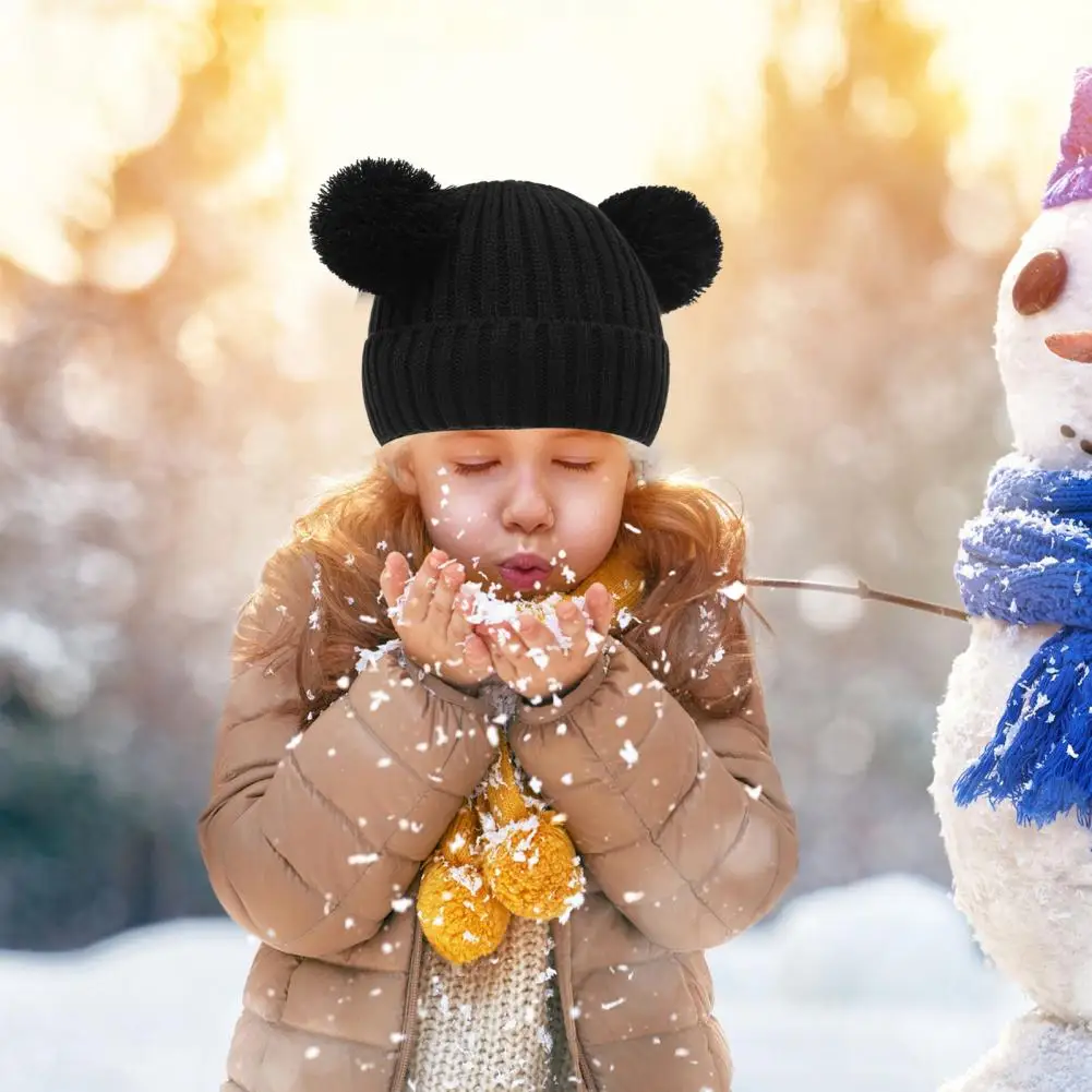 Kids Winter Hat Set Kids Thermal Lined Beanie Gloves Scarf Warm Plush Knitted Children's Hat Scarf Glove Set with for Boys