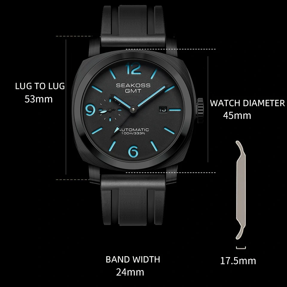 10Bar GMT Diving Automatic Mechanical Watch Men 1963 Original ST2557 Movement 316L Luminous Calendar Sapphire Wristwatch SEAKOSS