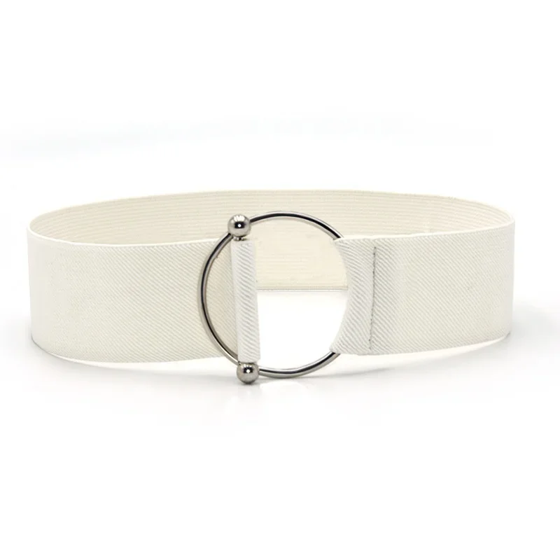 Women's Fashion Elastic Waist Belt with Round Buckle Decoration