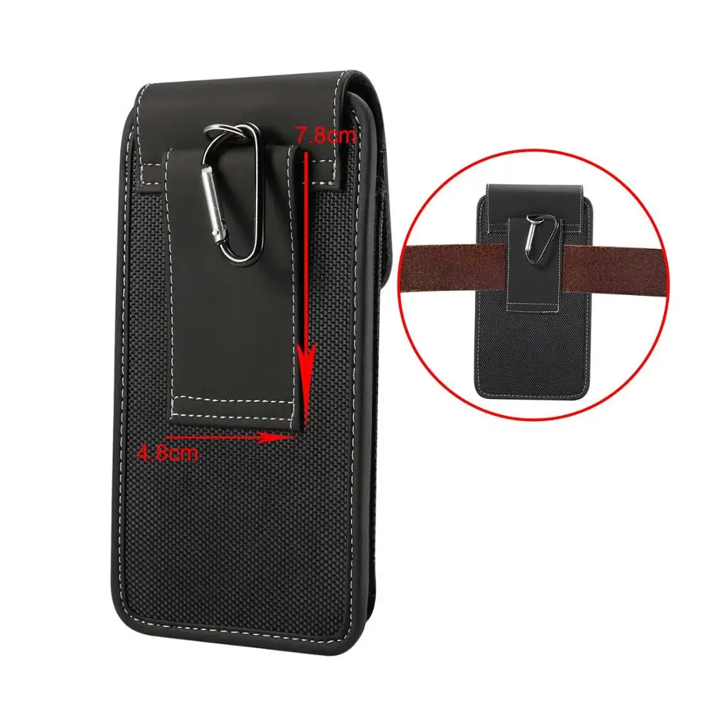 Universal Mobile Phone Pouch Holster with Belt Clip - Oxford Leather Waist Bag for 4.7-6.9 Inch Devices