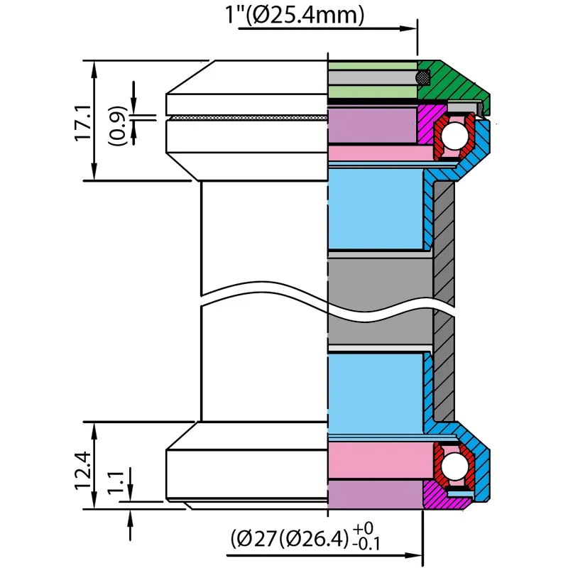 Neco zestawy słuchawkowe bez gwintu 1 cal EC30 / 25.4 EC30 / 27mm 27 26.4 26.4mm wysokość 29mm zewnętrzna stal łożyskowa zestawy słuchawkowe 30 mm