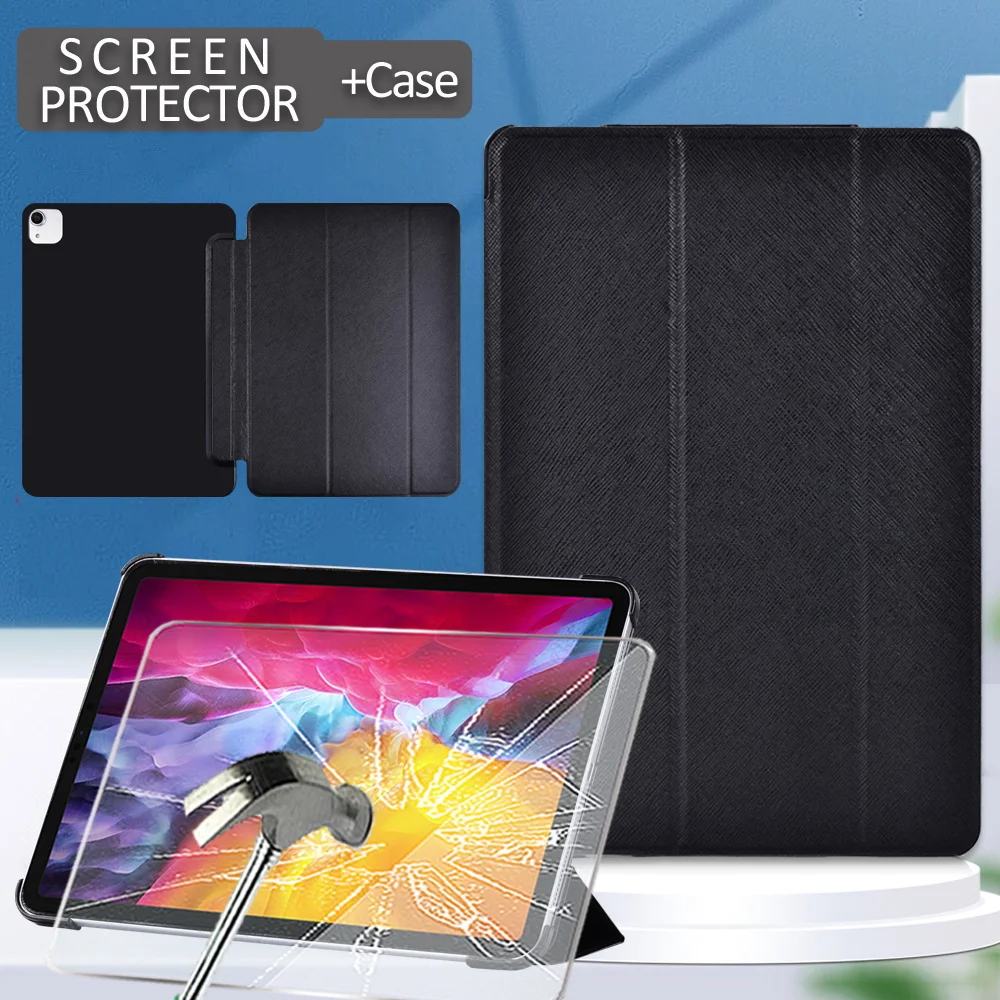 

Tablet Case for Apple IPad Pro 11" (2018/2020)/Air 4 10.9" (2020) Flip PU Leather Stand Smart Cover +Tablet Tempered Glass
