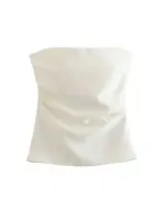Strapless Draped Bustier Tops for Women, Straight Neck, Back Zipper, Female Camis, Fashion - Image 5
