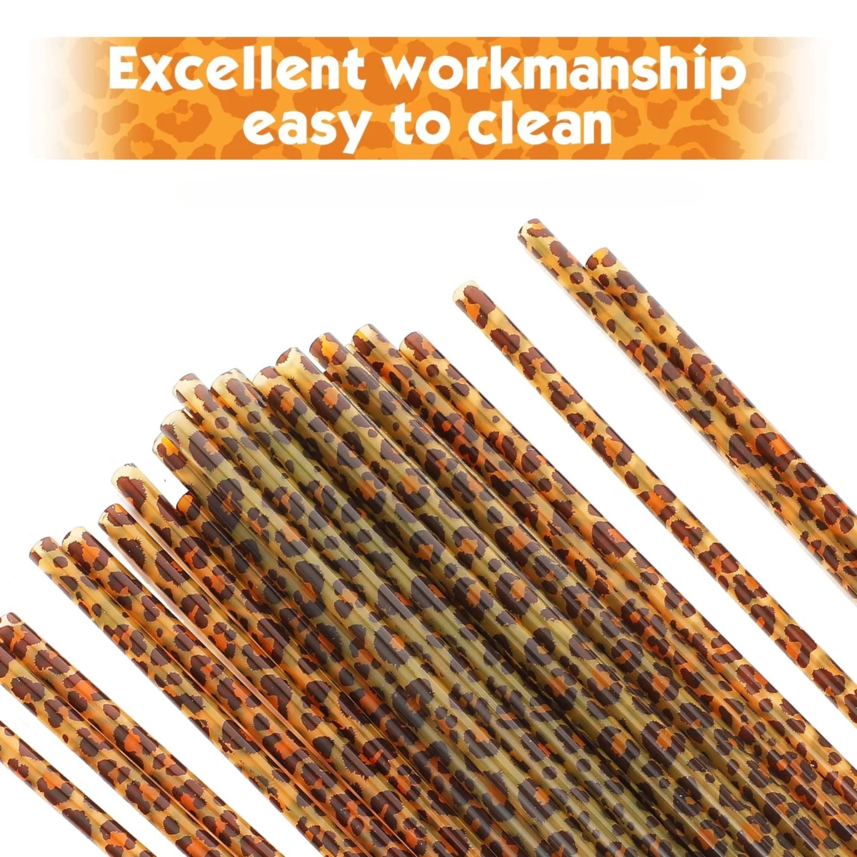 Leopard Print Reusable Straw Set with Cleaning Brush - Ideal for Parties and Gatherings