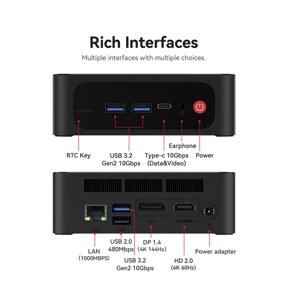  Beelink SER5 Mini PC, AMD Ryzen 5 5500U (6C/12T, up to 4.0Ghz),  16G DDR4+500GB M.2 2280 NVMe SSD, Mini Desktop Computer 4K@60Hz/WiFi  6/BT5.2/Dual HDMI/Type-C/Home/Office, Support 2.5 Inch HDD : Electronics