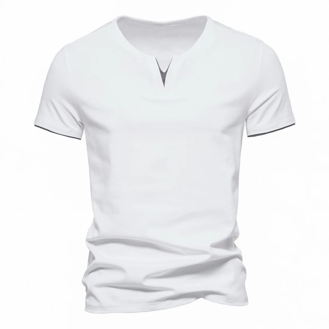 

Cotton Half Sleeve Men's Summer T-shirt Short-sleeved Casual Basic Shirt V Neck Solid Color