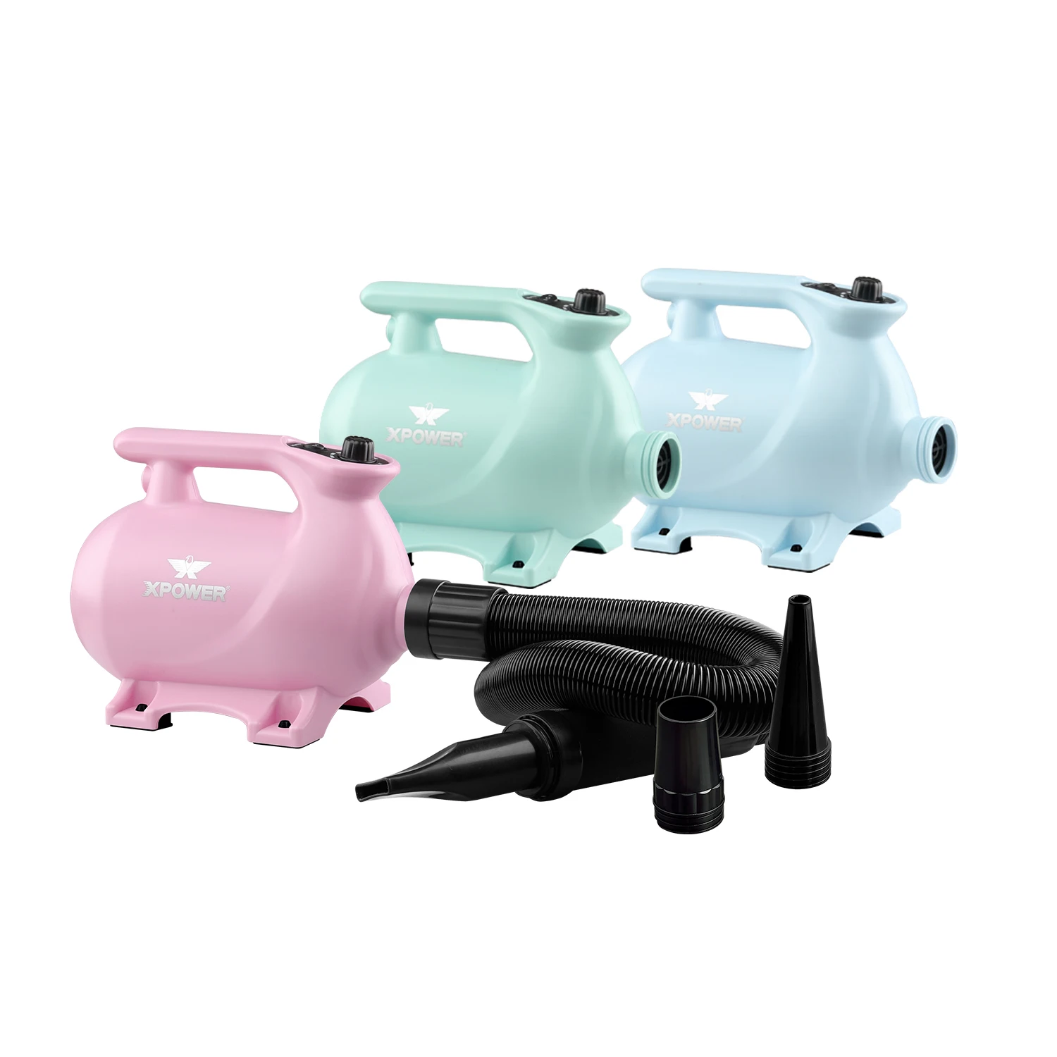 XPOWER B-123 Portable Pet Dryer 2-heat Settings Noise Reduction Three Different Nozzles Pet Drying