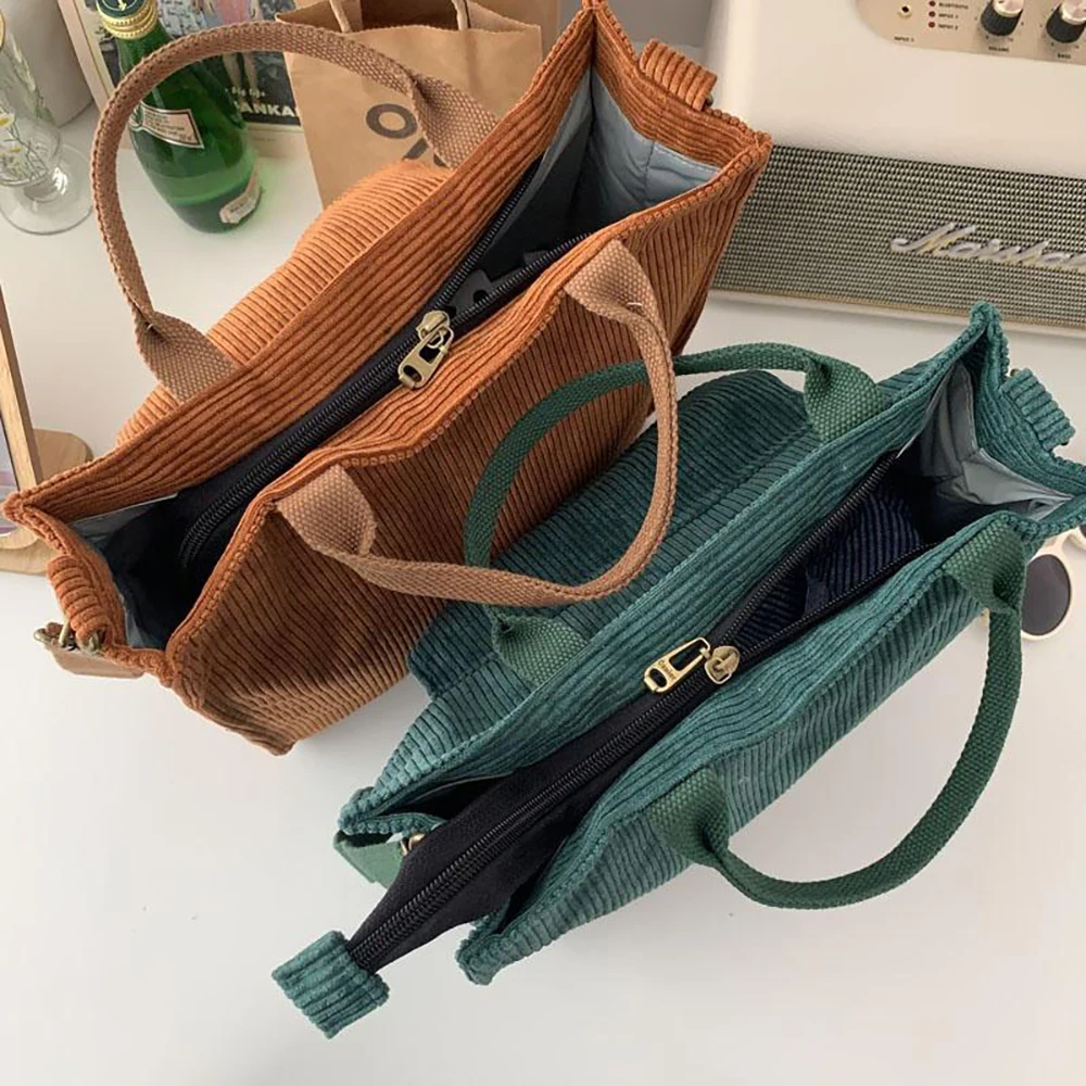 Women 2022 New Corduroy Shoulder Bags Fashion Leisure Shopping Canvas Tote Bag Organizer Girl Outdoor Travel Button Handbags