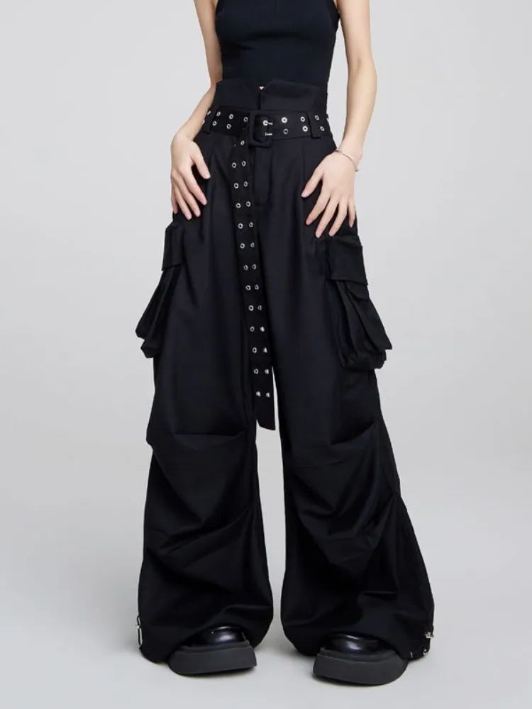 HOUZHOU Y2k Black Baggy Cargo Pants Woman's Oversized Korean Fashion Japanese Style Harajuku Streetwear Vintage Trousers Summer
