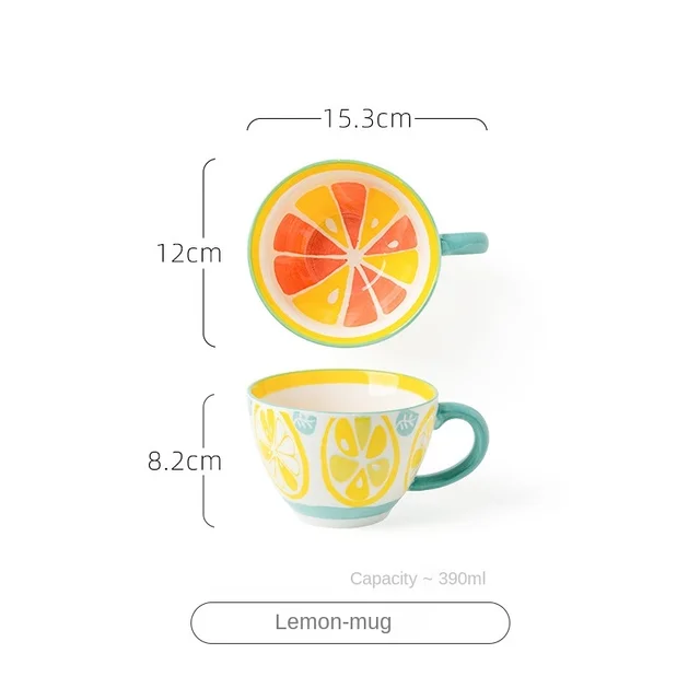 Gyümölcsmintás Bögre Kreatív Porcelán Csésze Férfi És Női Hallgatók Aranyos Ivás Háztartási Kávéej Teáscsészék - Image 6