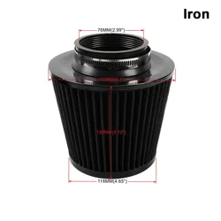 High-Performance 76MM 3 Stainless Steel Mesh Cone Cold Air Intake Filter - Burnt Blue (Iron Black)