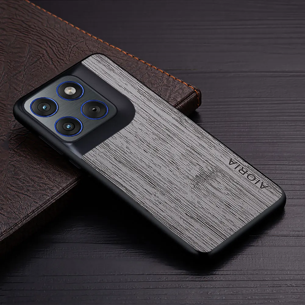 Wood Grain Faux Leather Phone Cover - Elegant Case