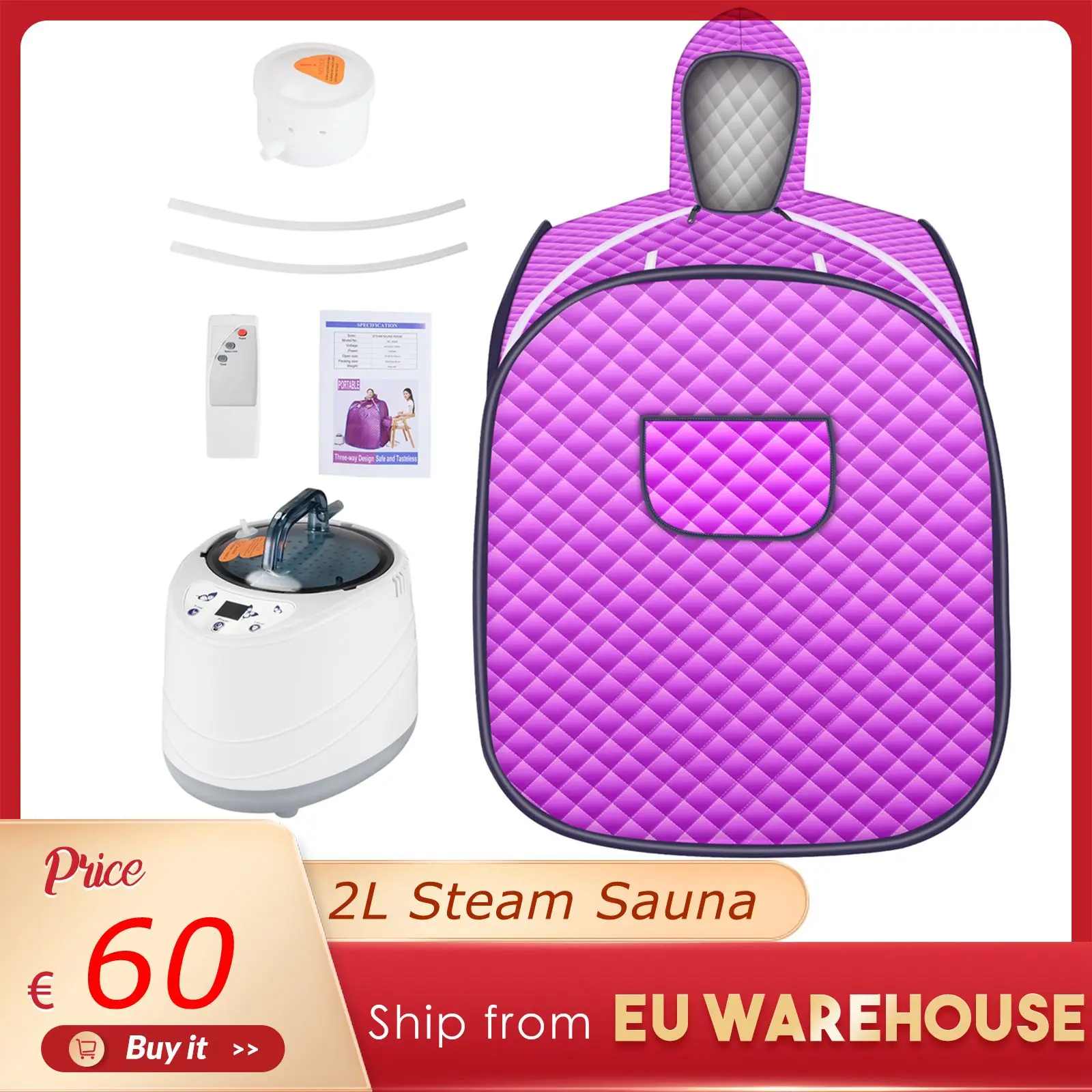 2l Portable Folding Steam Sauna Spa Room Tent Without Steamer Free Ship