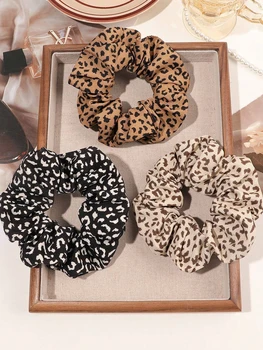 Vintage Leopard Hair Scrunchies Set 1