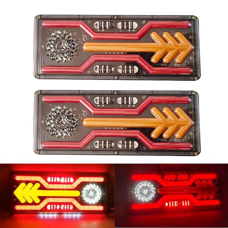 

2Pcs Trailer Tail Light 24V LED Truck Taillights Running Turn Signal Stop Reverse Light Cargo Sequential Flashlight Tail Lamp
