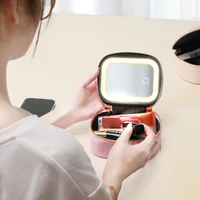 1 pc LED Cosmetic Case with Lights and Mirror Cosmetic Bag, USB Rechargeable &Detachable mirror 2