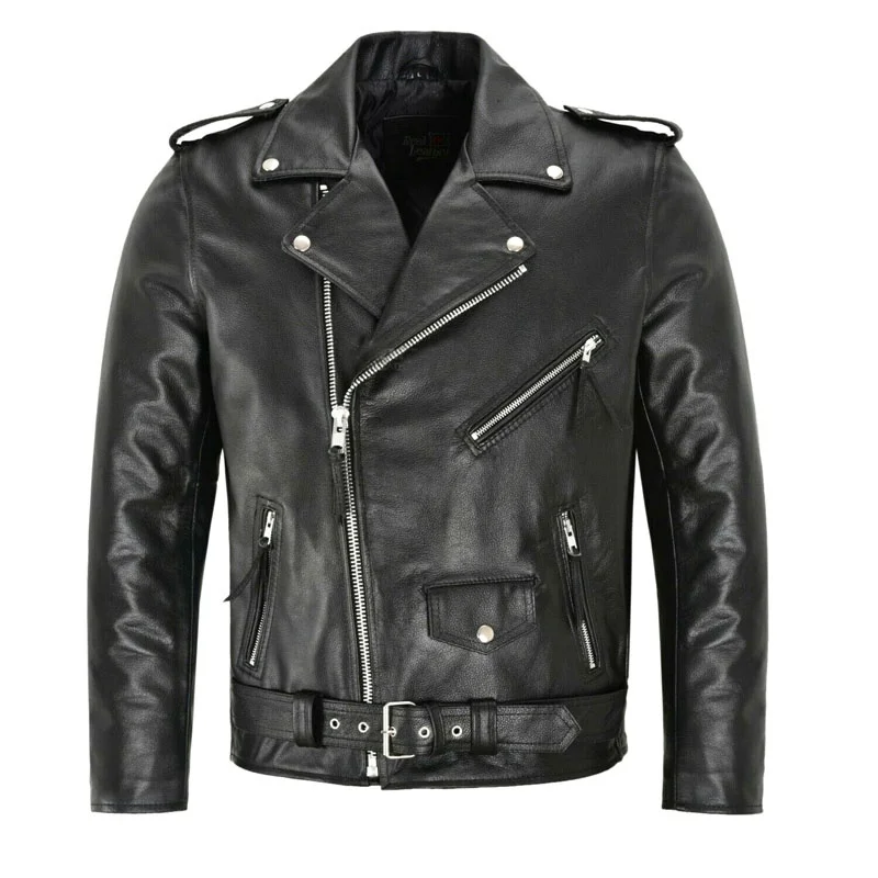 2024 Men PU Leather Jacket Motorcycle Fashion Slim Fit Leather Coat