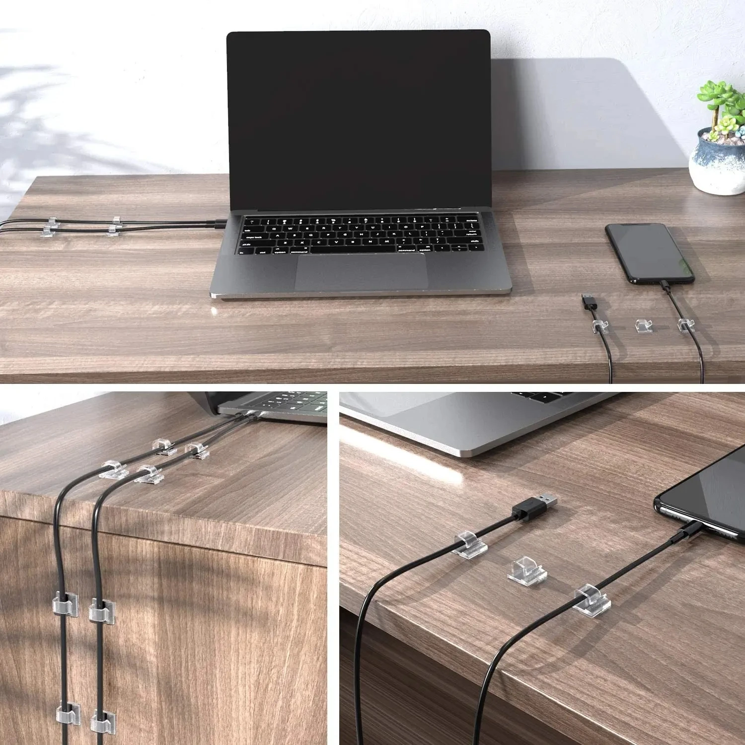 Description Picture 3 of item10PCS Cable Organizer Clips Cable Management Wire Manager Cord Holder USB Charging Data Line Bobbin Winder Wall Mounted Hook