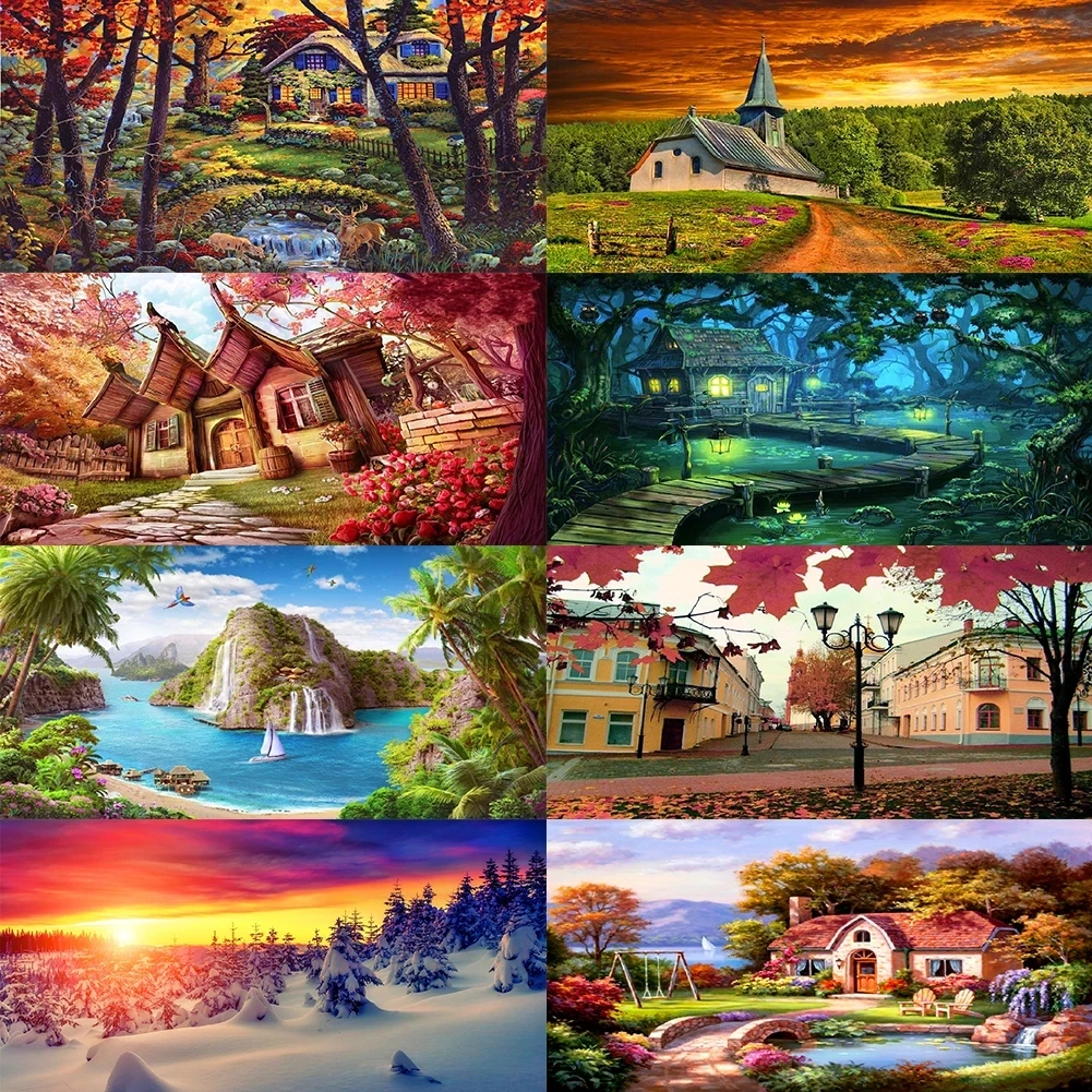 

DIY Landscape Paintings 5D Diamond Paintings Full Diamond Embroidery Home Decor Crafts Gift Hanging Paintings Wall Decor Gifts