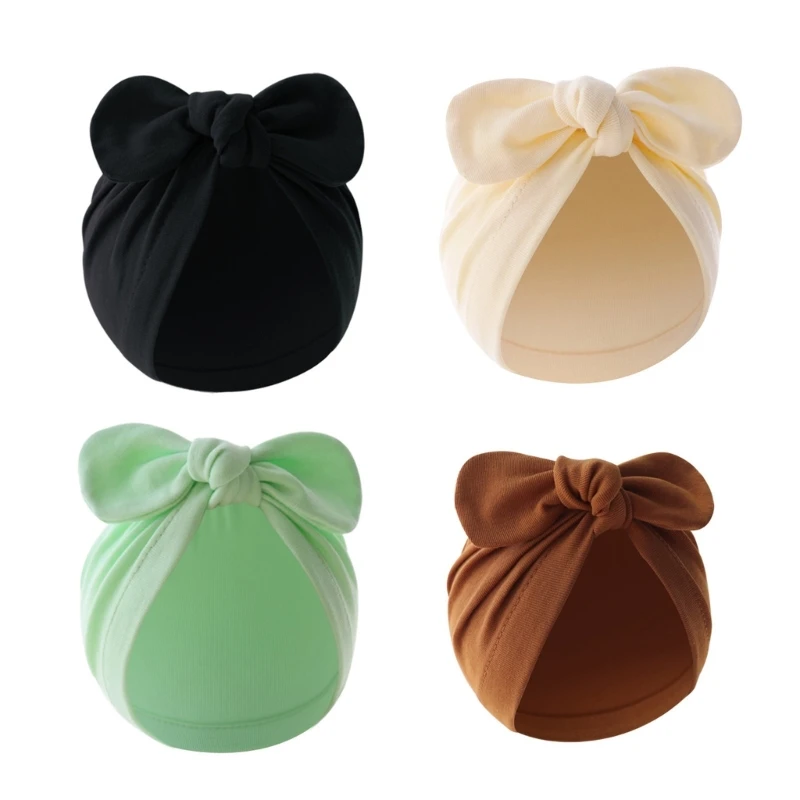 모자 인도 모자 통기성 병원 모자 큰 Bowknot 솔리드 컬러 비니 Windproof 토끼 귀 모자