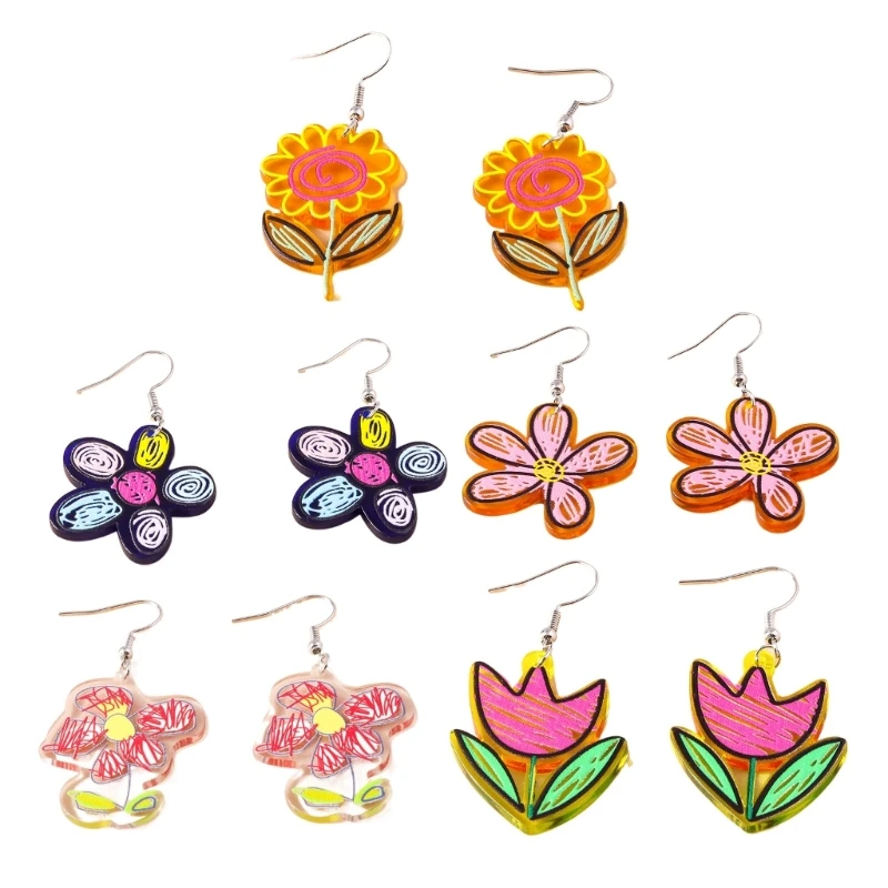 

Acrylic Drop Earrings Flower Charm Ear Rings Elegant Earwear Ear Jewelry Fashion Statement Pieces for Women