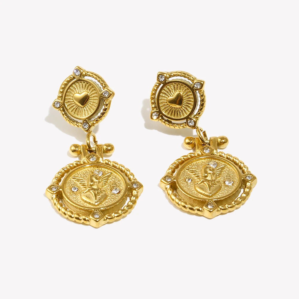 Boucles d'oreilles cœur en or rose avec tourmaline | KLENOTA