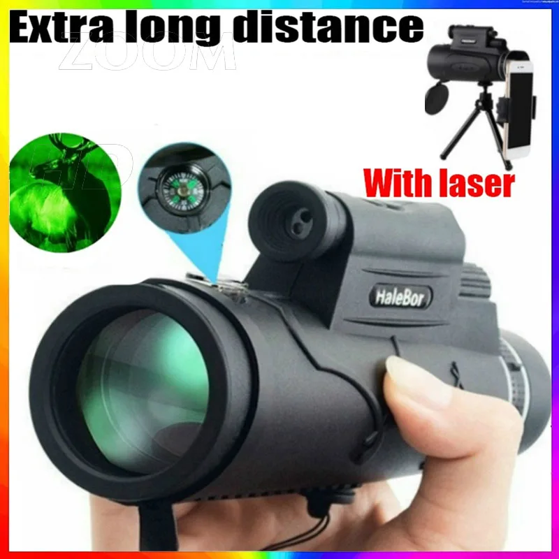 

56X60 12X50 with Lightwith Laser HD Miniature Monocular Hunting Professional Telescope for Phone Bird Watching Camping Equipment