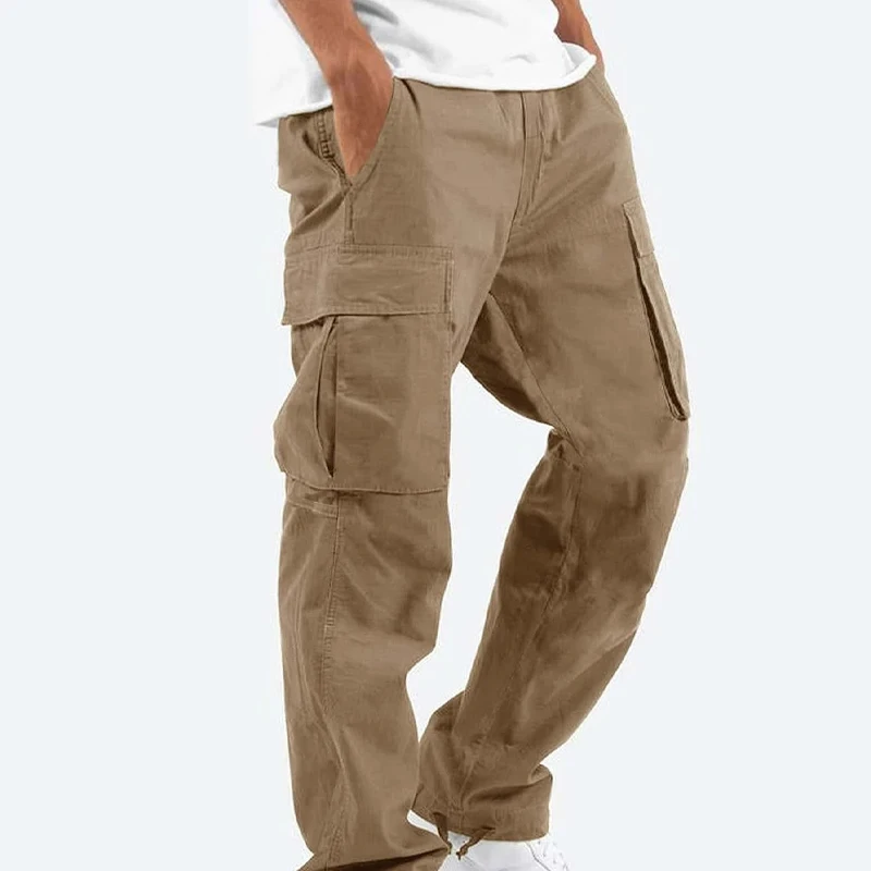 Spring Summer New Solid Color Youth Straight Pants Man Casual Loose Pocket Patchwork Drawstring Street Y2K All-match Trousers