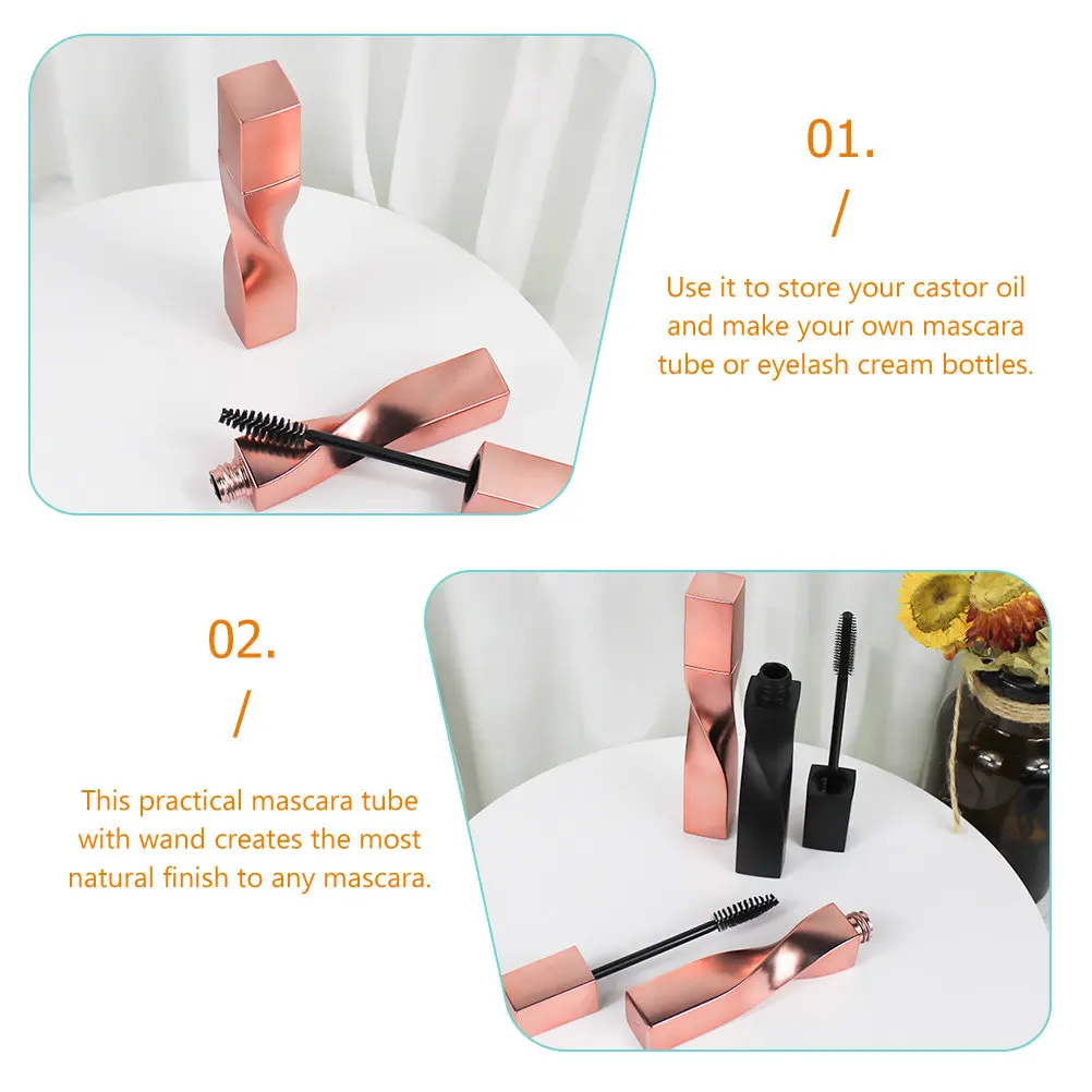 4Pcs 속눈썹 브러쉬 튜브 DIY 래쉬 세럼 눈썹 트리트먼트용 애플리케이터가 있는 빈 마스카라 용기 휴대용 소형 병