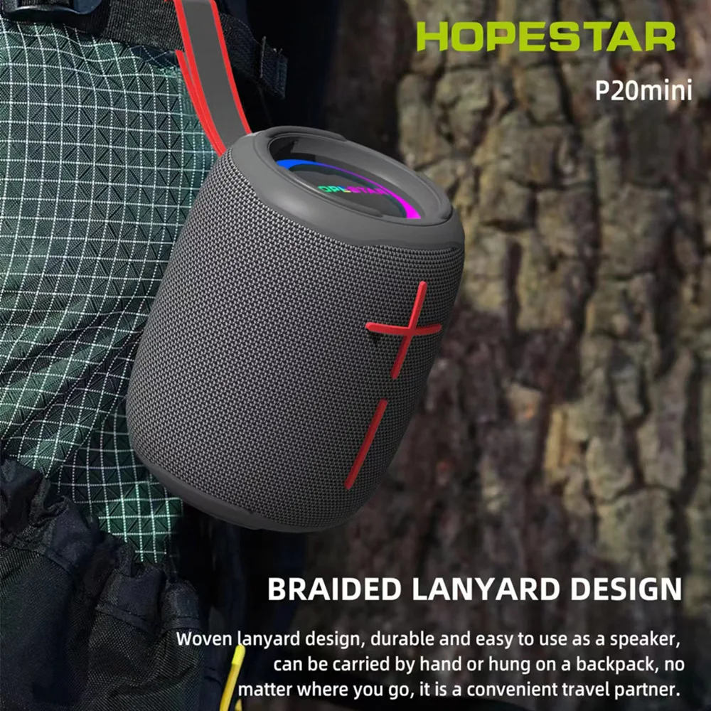 

Беспроводные Bluetooth-колонки HOPESTAR P20mini, мощная Портативная аудиосистема для улицы, TWS светильник ка, водонепроницаемый сабвуфер, звуковая система, FM