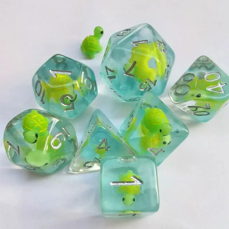 7Pcs Resin D4 D6 D8 D10 D12 D20 Dice Set Polyhedral Inline Animal Dices for RPG Board Game and Tabletop Games game dice dice set