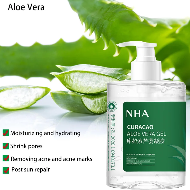 500g Aloe Vera Gel After Sun Repair Rejuvenation Moisturizer Acne Removal Shrink pores NHA Aloe Vera Gel Skin care