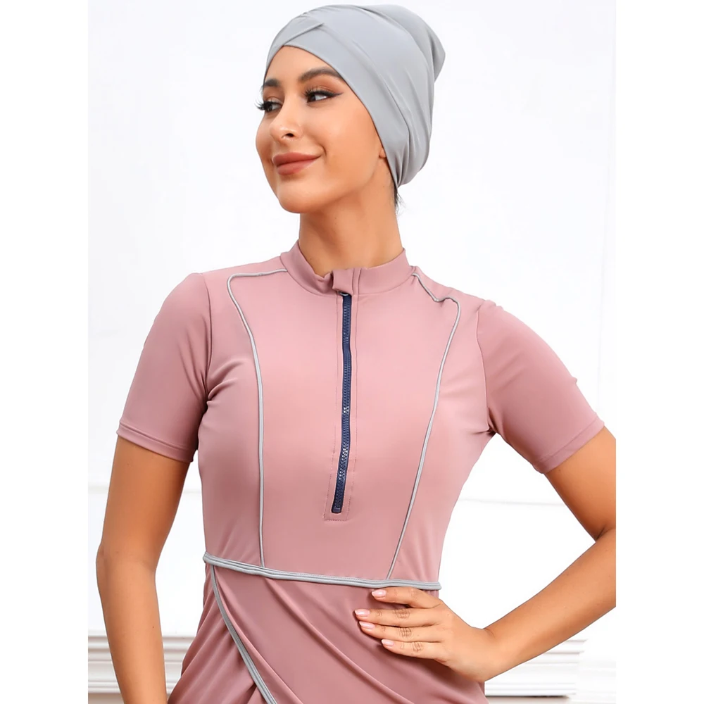 Moslim Burkini Zwemmen Pak Vrouwen Bescheiden Badmode Lange Mouw Plus Size Badpak Cover Ups Bat Shirt Hijab