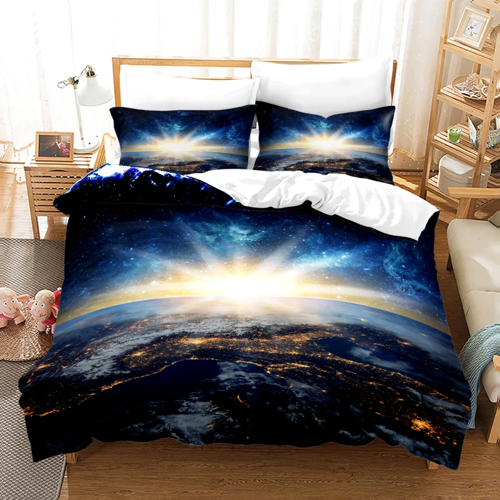 Space Galaxy Bedding Set Bedspread Single Twin Full Queen King Size Sky Milky Way Planet Bed Set Aldult Kid Duvetcover 06 4