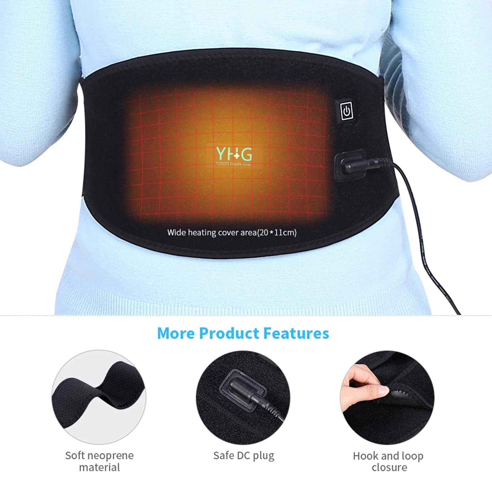 Electric USB Heating Waist Lumbar Low Back Brace Belt Pad Heating Lumbar Support Warmer Pain