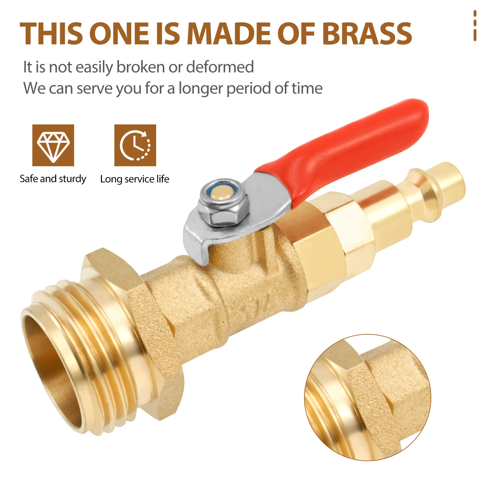 RV Winterize Blowout Adapter Brass Winterizing Quick Adapter with 1/4" Quick Connect Plug and 3/4" Garden Water Hose Threading